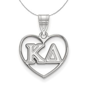 Sterling Silver Kappa Delta Heart Greek Necklace - 20 Inch